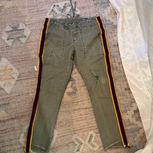 Pam & Gela Olive Cargo Pants with Striped Accents